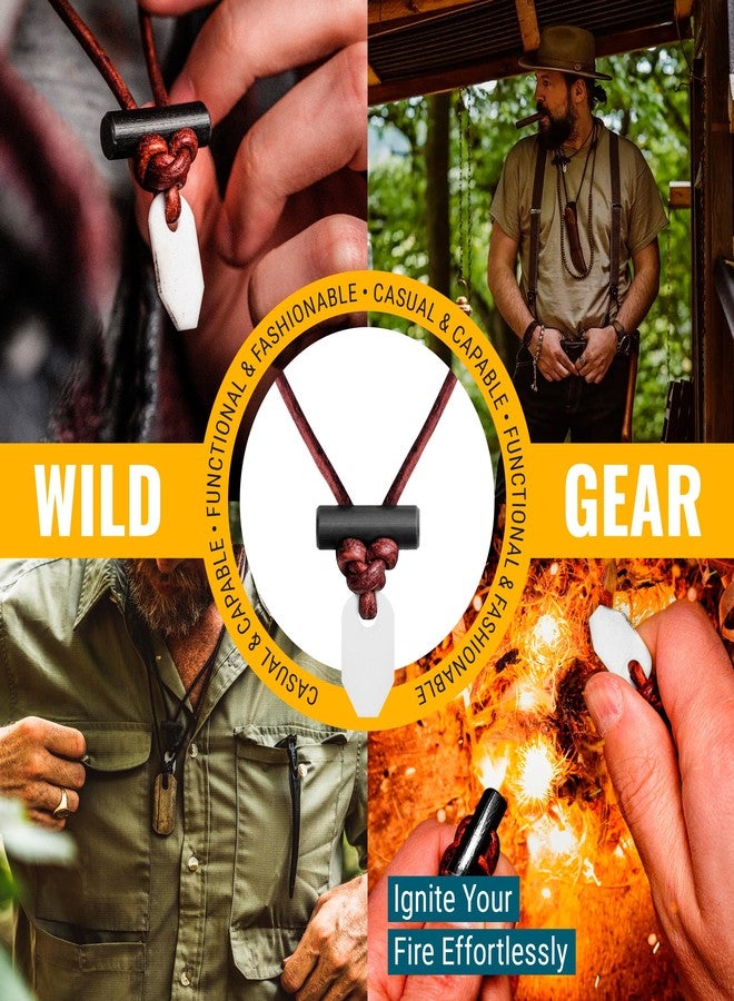 Wazoo The Bushcraft, Fire Starter Necklace for Men, Handcrafted In USA, Weatherproof Fire Starting Necklace with Adjustable Leather Knot Design, Ideal for Traveling & Adventures, Zirconium White - Image 5