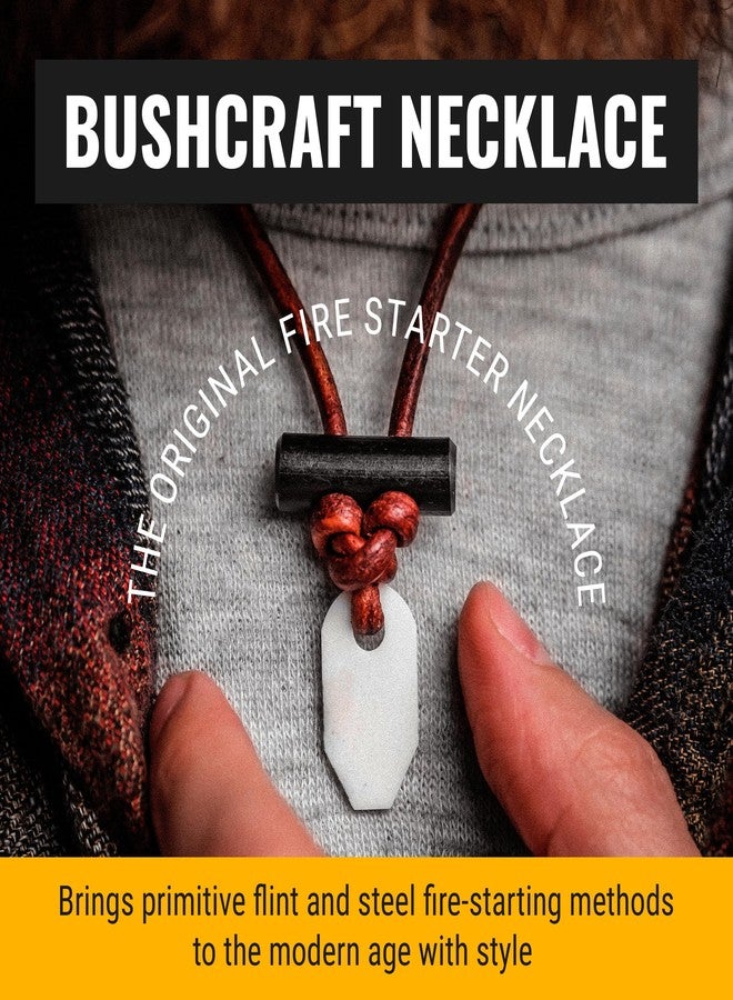 Wazoo The Bushcraft, Fire Starter Necklace for Men, Handcrafted In USA, Weatherproof Fire Starting Necklace with Adjustable Leather Knot Design, Ideal for Traveling & Adventures, Zirconium White - Image 2