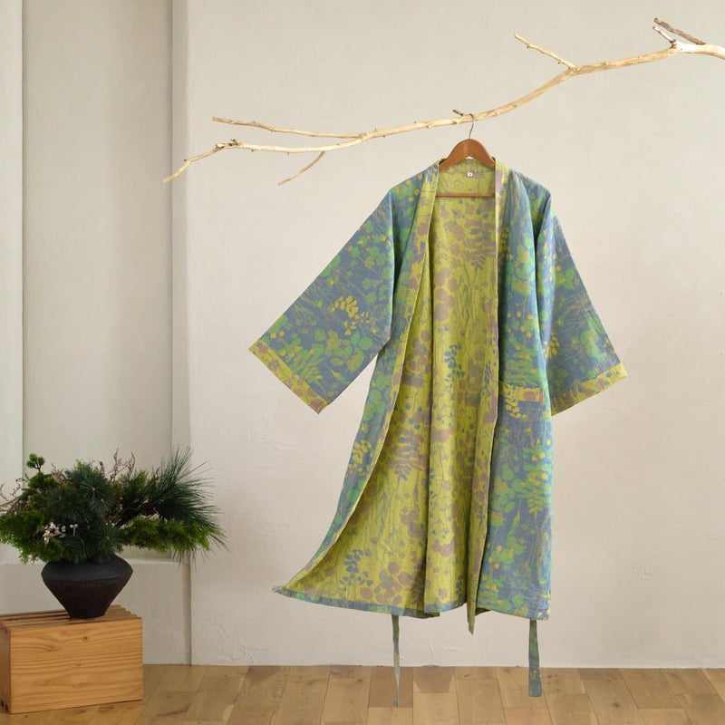 Purefair 100% Cotton Gauze Botanical Floral Kimono Robe, Long Knit Loose Bathrobe Nightgown Ladies Loungewear Sleepwear for Women - Image 2
