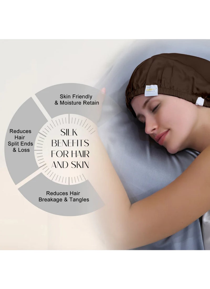 ZIMASILK Double Layered 100% Silk Adjustable Sleep Cap  - Image 4