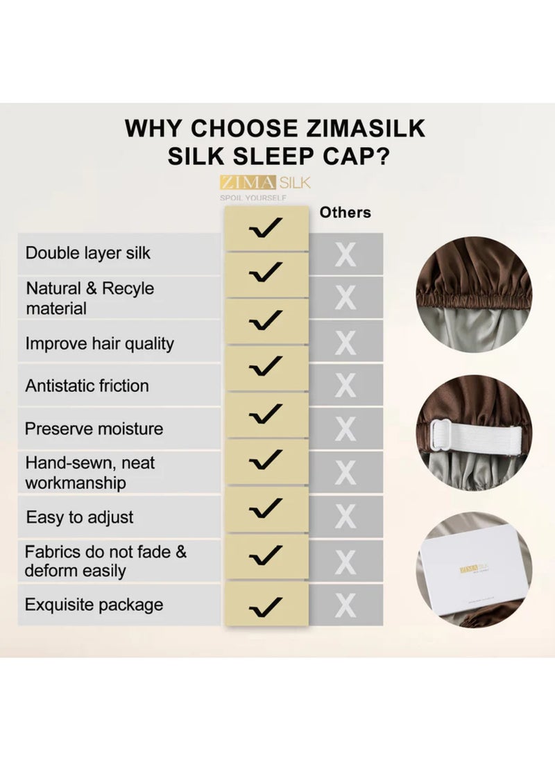 ZIMASILK Double Layered 100% Silk Adjustable Sleep Cap  - Image 5