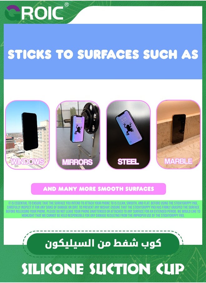 GROIC - Black Double Sided Silicone Suction Cup for All Phone Models, Phone Suction Pad with Strong Adhesion, Non-Slip Phone Holder for Selfies and Videos, Multifunctional Phone Suction Tray - Image 1