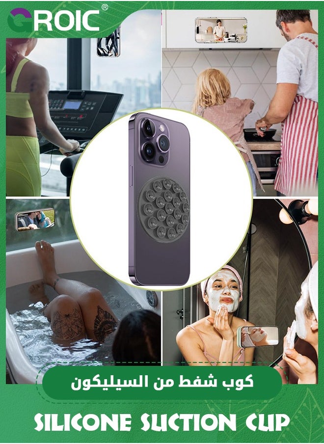 GROIC - Black Double Sided Silicone Suction Cup for All Phone Models, Phone Suction Pad with Strong Adhesion, Non-Slip Phone Holder for Selfies and Videos, Multifunctional Phone Suction Tray - Image 1