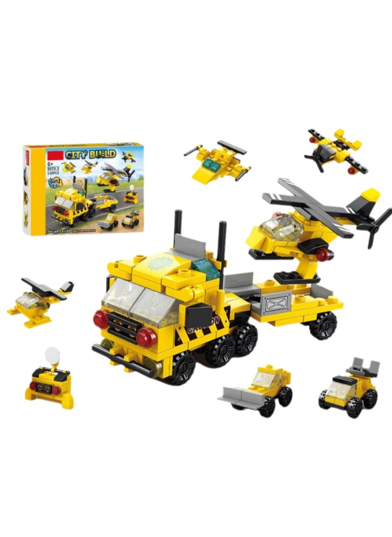 Children's Educational Toys Compatible With Small Particle Assembly Blocks(Yellow Truck 118Pcs)  - Image 1