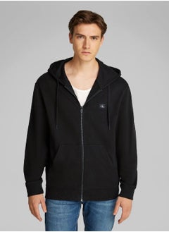 Calvin Klein Jeans Men's Cotton Terry Zip Up Hoodie - Cotton, Black  - Image 1