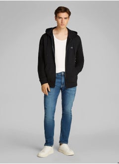 Calvin Klein Jeans Men's Cotton Terry Zip Up Hoodie - Cotton, Black  - Image 4