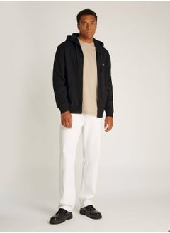 Calvin Klein Jeans Men's Cotton Terry Zip Up Hoodie - Cotton, Black  - Image 3