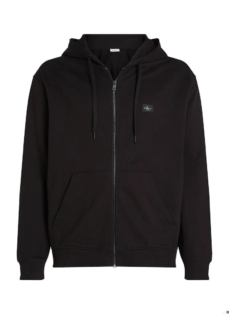 Calvin Klein Jeans Men's Cotton Terry Zip Up Hoodie - Cotton, Black