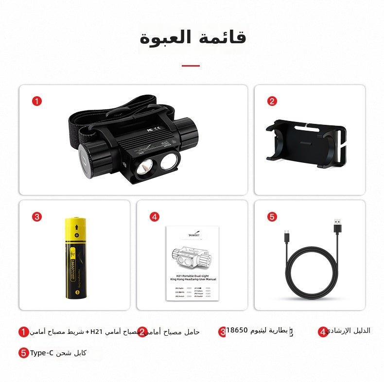 تانك007 مصباح رأس TANK007 الجديد بوضعين مزدوجين - قابل للشحن عبر USB، مقاوم للماء، إضاءة قوية للاستخدام الخارجي - Image 5