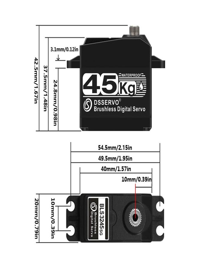 ZOSKAY Rc Servo Brushless Servo Metal Gear High Torque Robot servo Brushless Motor Digital Servo Arduino Servo for 1/8 1/10 1/12 RC Cars (45KG-270°) - Image 3