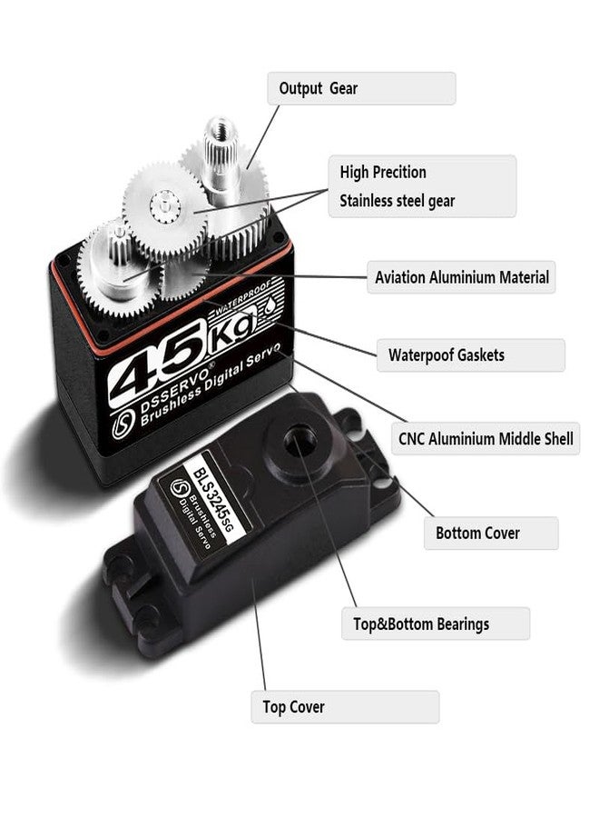 ZOSKAY Rc Servo Brushless Servo Metal Gear High Torque Robot servo Brushless Motor Digital Servo Arduino Servo for 1/8 1/10 1/12 RC Cars (45KG-270°) - Image 4
