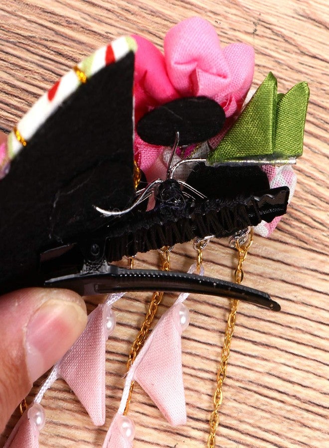 Minkissy Japanese Style Hair Clip Long Tassel Hair Ornament Tie Band Clip Flower Hairpin Womens Girls Hair Decoration for Bridal Wedding Pink - Image 5