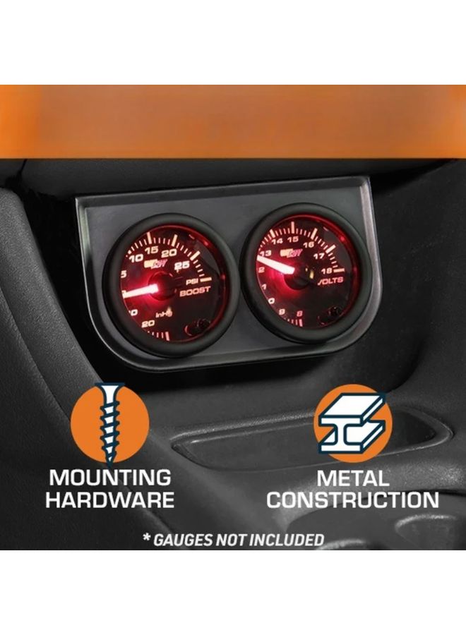 Universal Black Double Hole Instrument Mounting Bracket For Under Dashboard Installation - Image 1