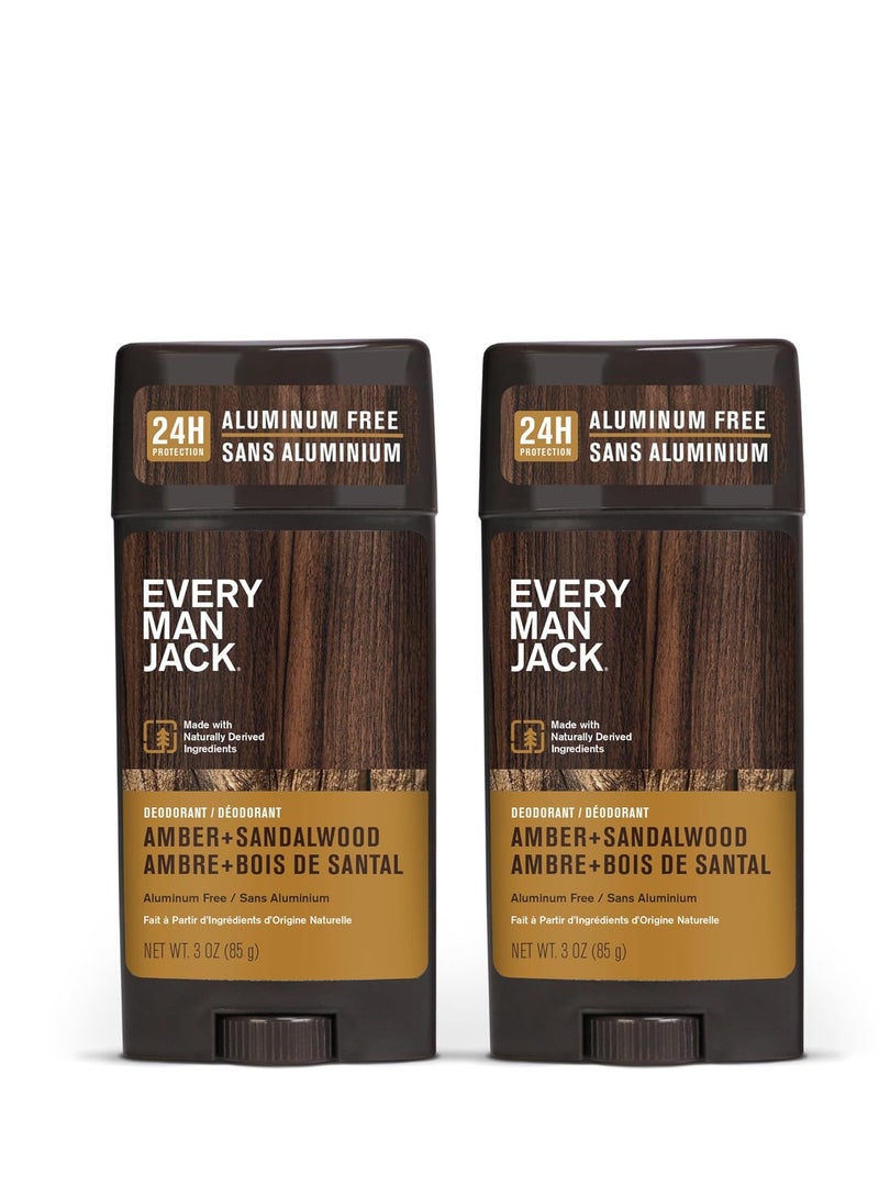 Every Man Jack Every Man Jack Amber + Sandalwood Men’s Deodorant - Stay Fresh with Aluminum Free Deodorant For all Skin Types - Odor Crushing, Long Lasting, with Naturally Derived Ingredients - 3oz (2 Pack)  - Image 1