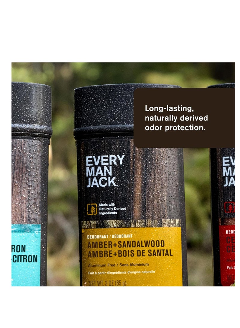 Every Man Jack Every Man Jack Amber + Sandalwood Men’s Deodorant - Stay Fresh with Aluminum Free Deodorant For all Skin Types - Odor Crushing, Long Lasting, with Naturally Derived Ingredients - 3oz (2 Pack)  - Image 2