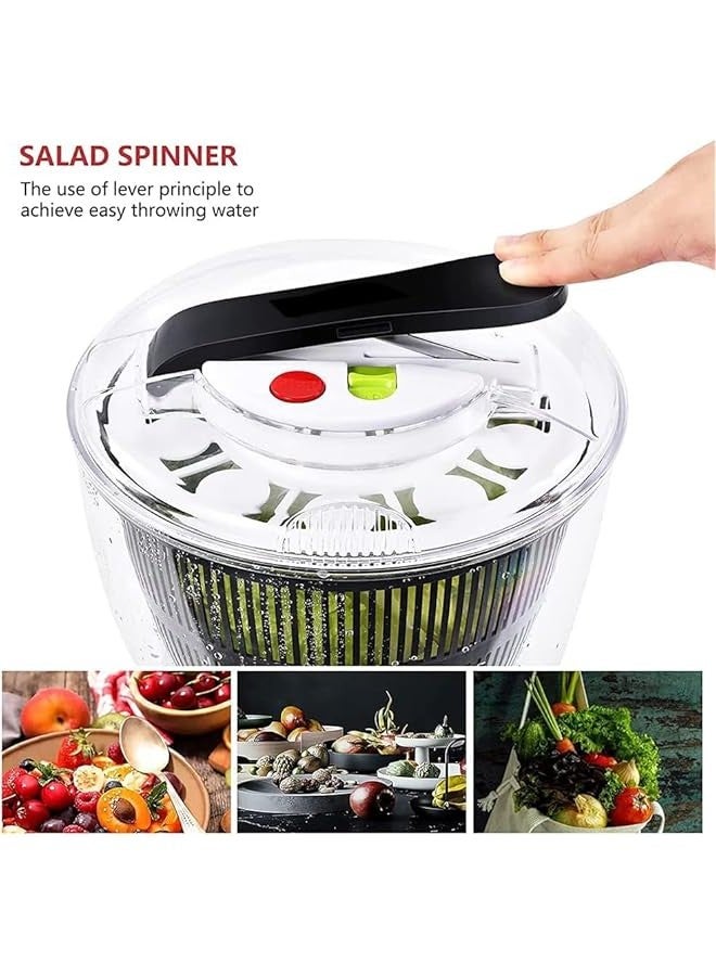 5L Salad Spinner, Multifunction Manual Salad Spinner, Press Type Vegetable Fruit Dryer, BPA Free, Vegetable Washer Spinner Dryer, For Salad Greens, Lettuce, Fruits and Vegetables - Image 2