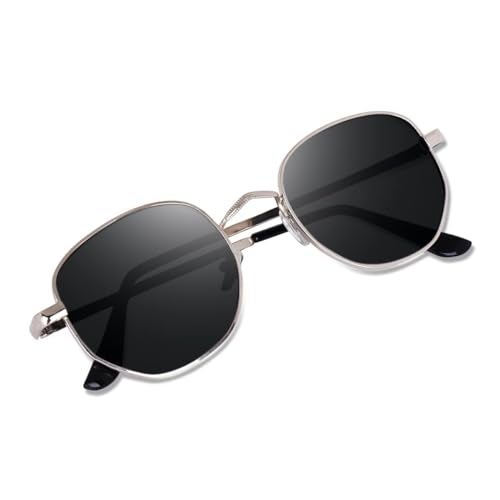 mashamart ( PATHAN SHAH RUKH KHAN Inspired UV Protected Unisex Sunglasses | Hexagonal Design Silver Frame Black lenses - Image 1