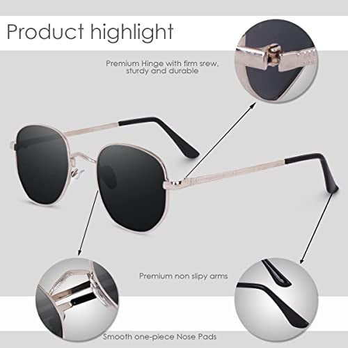 mashamart ( PATHAN SHAH RUKH KHAN Inspired UV Protected Unisex Sunglasses | Hexagonal Design Silver Frame Black lenses - Image 5