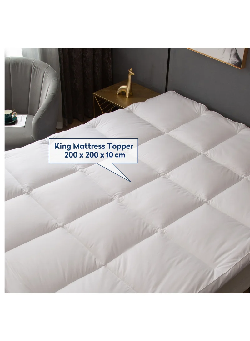 دوناتيلا لباد فندقي علوي مقاس مزدوج 200×200+10 سم جودة عالية وفاخرة من القطن 230 غرزة ستايل شرشف مطاط