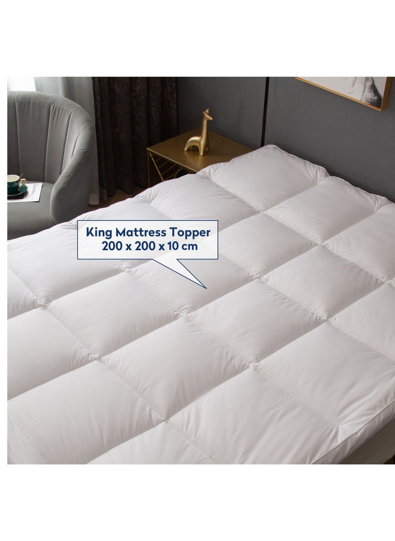 Donetella 230 TC 100% Down Proof Cotton Fitted Style Mattress Topper King White  - Image 2