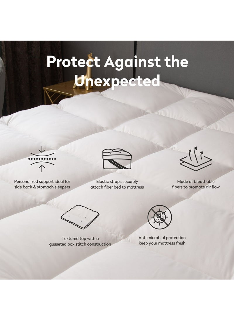 Donetella 230 TC 100% Down Proof Cotton Fitted Style Mattress Topper King White  - Image 5