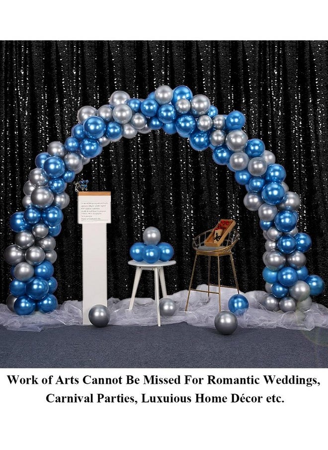 Partisout - Sequin Backdrop Curtain Black 8X8Ft Sequin Backdrop Sequence Backdrop Party Glitter Backdrop Sparkle Backdrop Wedding Photo Backdrop And Shimmer Backdrop(8Ftx8Ft Black) - Image 1