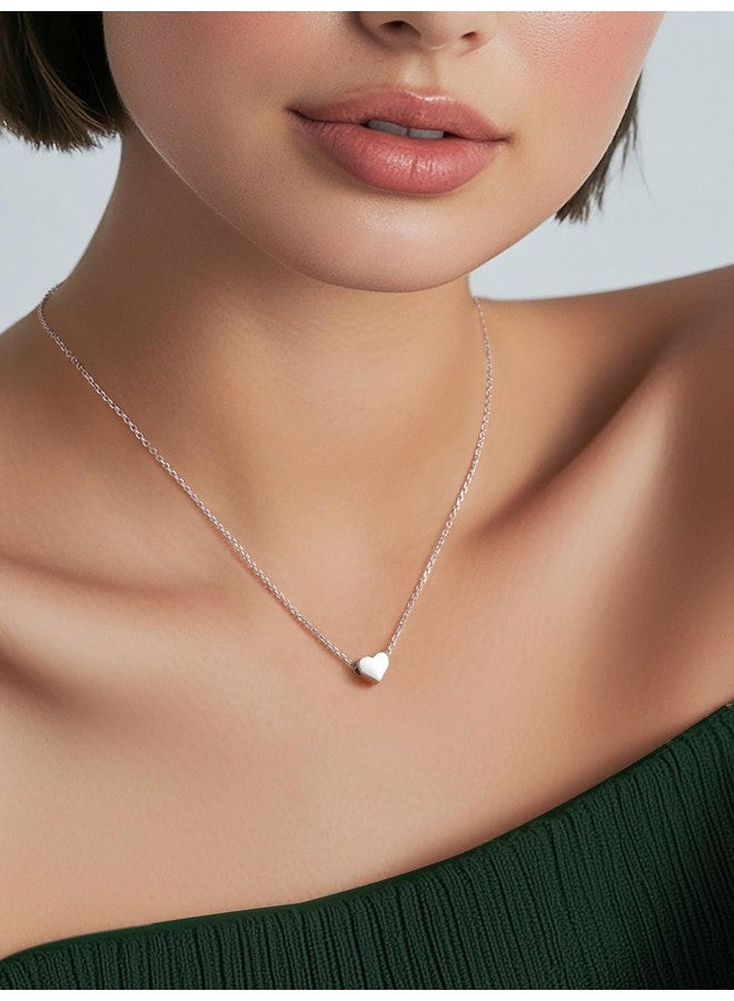 ChicSilver ChicSilver Silver Necklace for Women Tiny Small Heart Necklace for Women Endlessness Love Dainty Necklaces - 16" - Image 2