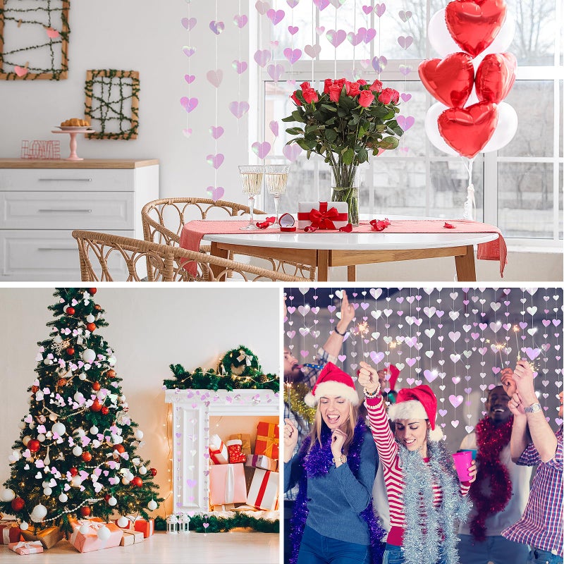 Fuyoooo 10 Pack 130ft Pink Holographic Heart Party Garland Asymmetrical Love Hanging Banners for Mothers Day Baby Shower Engagement Wedding Bridal Shower Decoration - Image 5