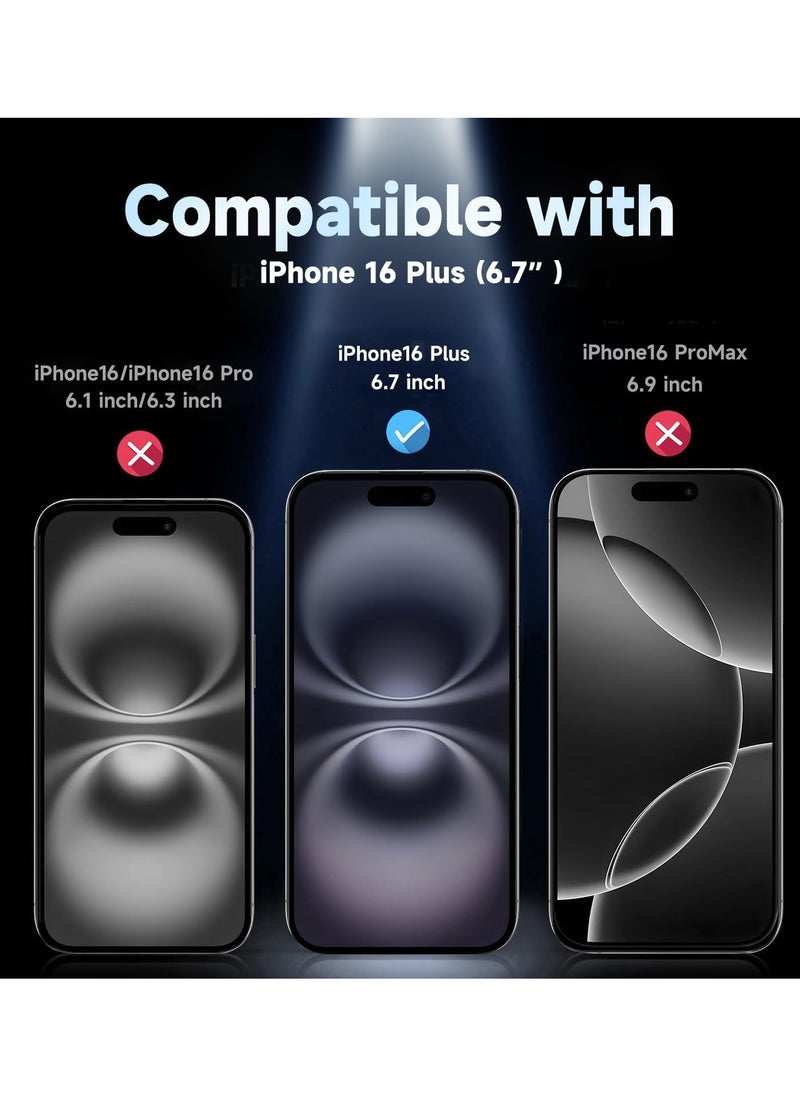 2 Pack Screen Protector for iPhone 16 Plus, Glass Screen Protector with Camera Lens Protector, Auto Alignment Tool Kit for Easy Installation, Bubble Free, Full Coverage Case Friendly