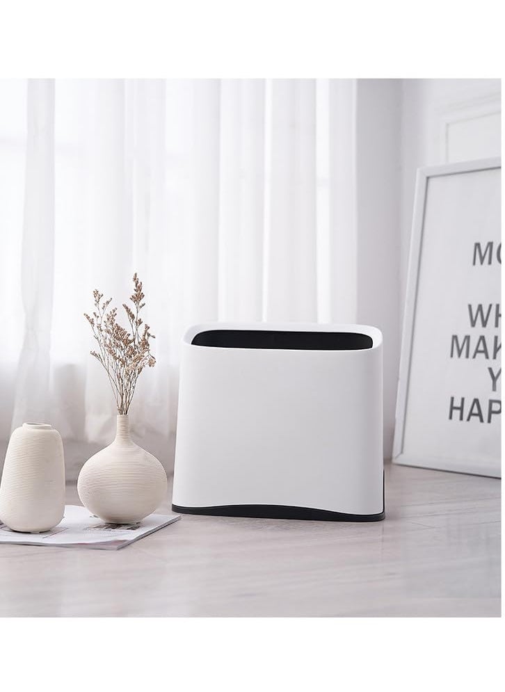 SUKHAD SUKHAD Mini Countertop Trash Can Tiny Desktop Dustbin Mini Waste Basket Small White  - Image 3