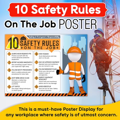 Lone Star Art 10 Safety Rules on the Job Poster – 18x24 Durable Laminated Safety Sign, Tear-Resistant, Waterproof Workplace Safety Poster for Industrial and Construction Settings (Pack of 2) - Image 4