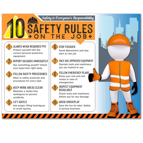 Lone Star Art 10 Safety Rules on the Job Poster – 18x24 Durable Laminated Safety Sign, Tear-Resistant, Waterproof Workplace Safety Poster for Industrial and Construction Settings (Pack of 2) - Image 1