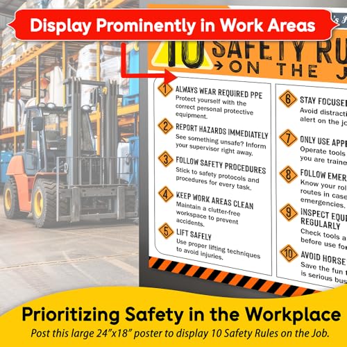 Lone Star Art 10 Safety Rules on the Job Poster – 18x24 Durable Laminated Safety Sign, Tear-Resistant, Waterproof Workplace Safety Poster for Industrial and Construction Settings (Pack of 2) - Image 3