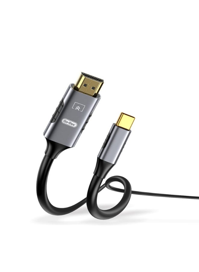 GO-DES GD-HM813 Type-C to HDTV Cable Supports 4K Resolution at 30Hz and is 1.8 Meters - Image 1