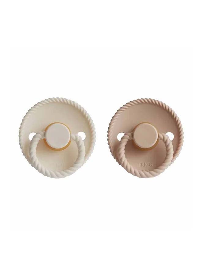 FRIGG Rope Latex Baby Pacifier 6-18M 2-Pack Cream/Croissant - Size 2 - Image 1