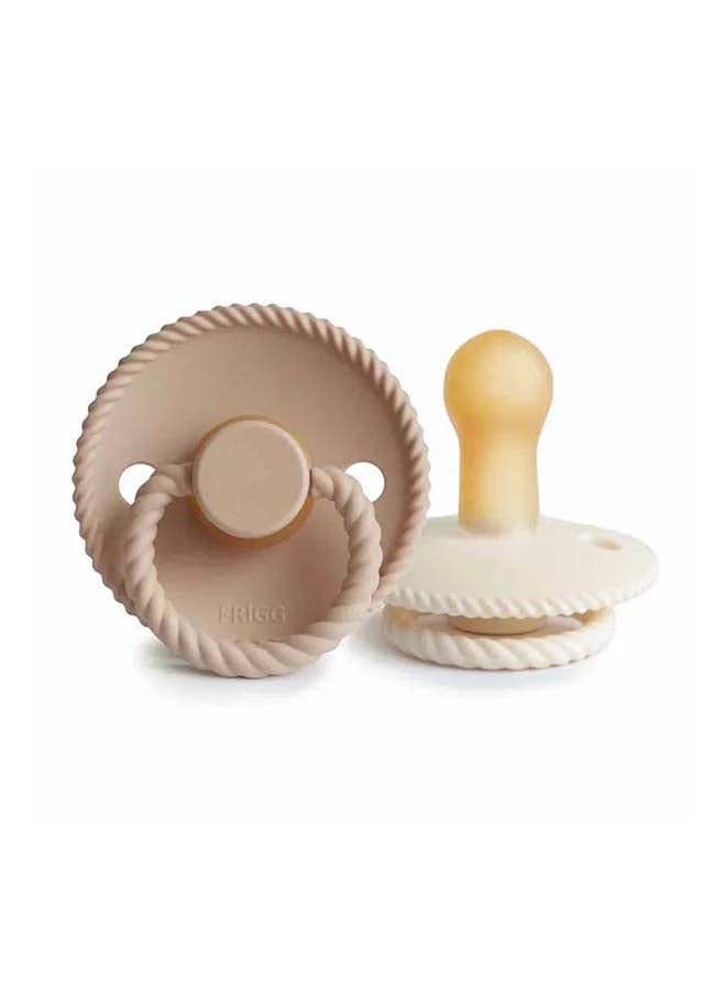 FRIGG Rope Latex Baby Pacifier 6-18M 2-Pack Cream/Croissant - Size 2 - Image 2