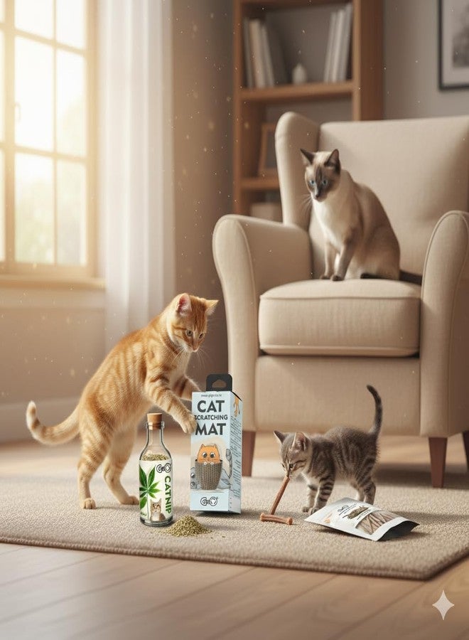 GIGO Active & Clean Behaviour Pack - Catnip + Dental Chew + Scratch Mat | Boost Fun + Hygiene - Image 2