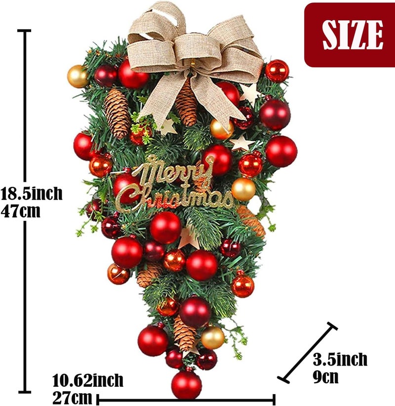 REVHQ إكليل عيد الميلاد متعدد الألوان من REVHQ مع زينة عصي الحلوى ورباط للباب الأمامي وزينة الجدران - Image 3