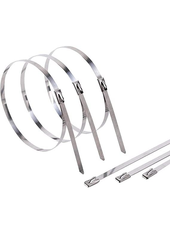 ADD GEAR ADD GEAR Stainless Steel 316 SelfLocking Cable Zip Ties Exhaust Wrap MultiPurpose DIY Locking Cable Metal Zip Ties 100 mm 4 inches 50  - Image 1