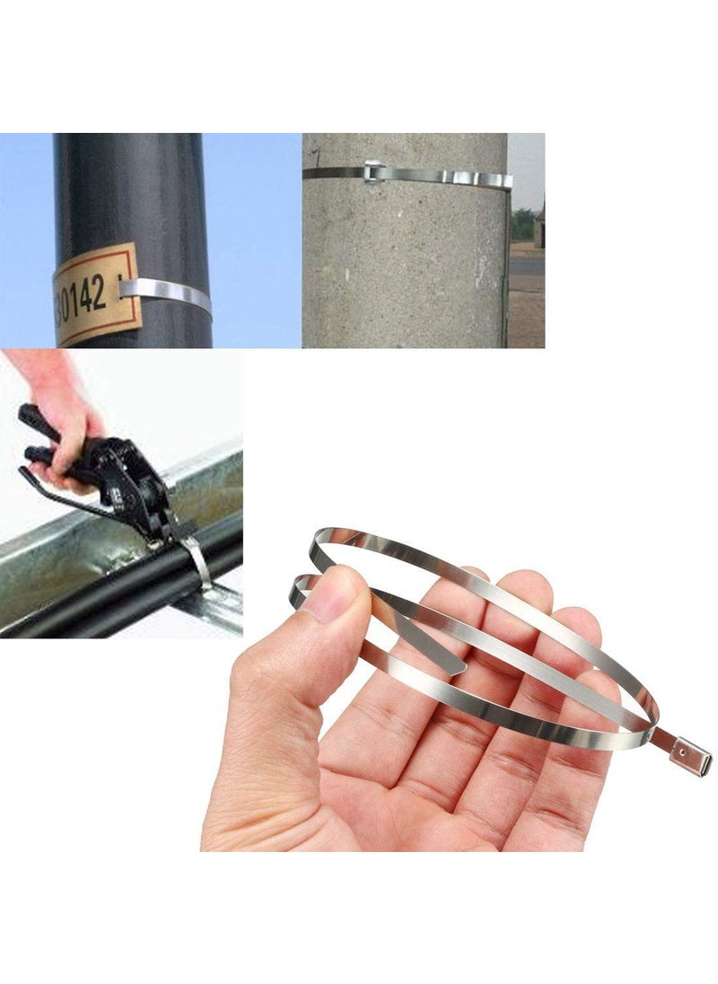 ADD GEAR ADD GEAR Stainless Steel 316 SelfLocking Cable Zip Ties Exhaust Wrap MultiPurpose DIY Locking Cable Metal Zip Ties 100 mm 4 inches 50  - Image 5