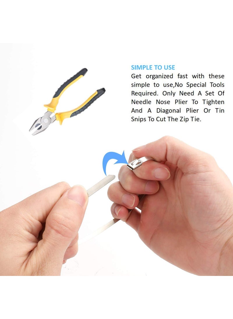 ADD GEAR ADD GEAR Stainless Steel 316 SelfLocking Cable Zip Ties Exhaust Wrap MultiPurpose DIY Locking Cable Metal Zip Ties 100 mm 4 inches 50  - Image 4