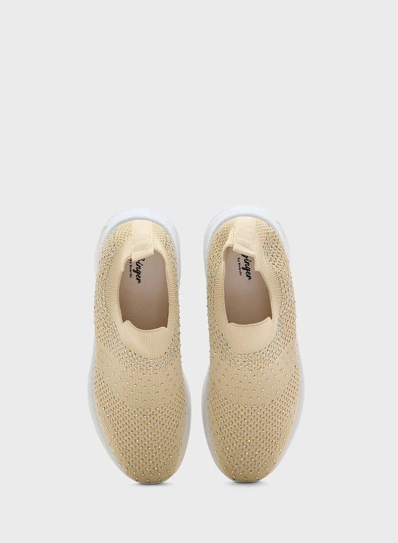 Ginger Diamante Knit Slip On Comfort Shoe