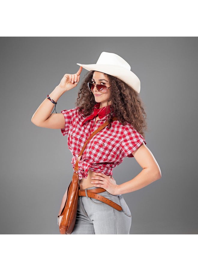 4E's Novelty 4E's Novelty Cowboy Hat for Women & Men, Felt Cowgirl Hat for Adults, Western Party Dress Up Accessories (White)  - Image 4