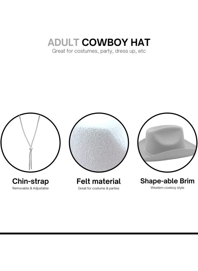 4E's Novelty 4E's Novelty Cowboy Hat for Women & Men, Felt Cowgirl Hat for Adults, Western Party Dress Up Accessories (White)  - Image 5