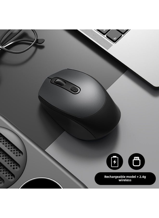 Wireless Mouse Bluetooth Mute Home Business Office Rechargeable Laptop Desktop Computer E-Sports Game Universal-Specifications:Cool Black [wireless Version] Charging Model/button Silent - Image 1