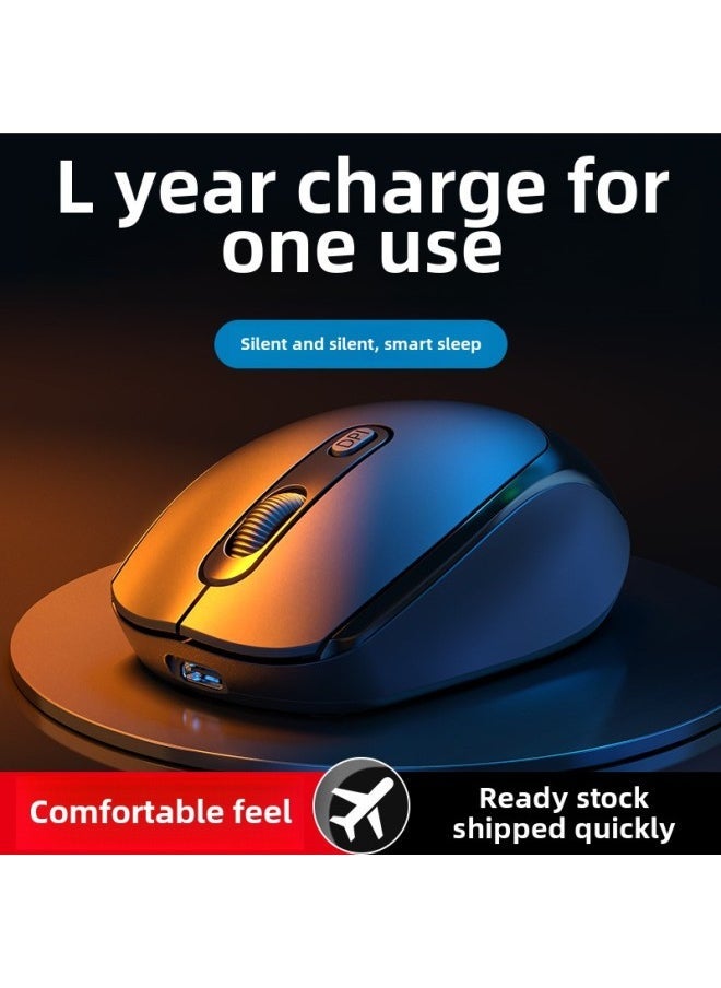 Wireless Mouse Bluetooth Mute Home Business Office Rechargeable Laptop Desktop Computer E-Sports Game Universal-Specifications:Cool Black [wireless Version] Charging Model/button Silent - Image 2