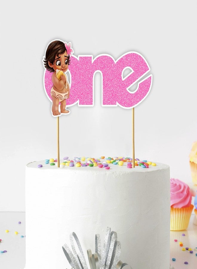 Seyal Bby Mna One Cake Topper for 1st Birthday Party Decorations - Tropical Island Theme Baby Girl Cake Decoration - Princess-Inspired First Birthday - Party Supplies - Smash Cake or Main Cake Display - Image 1