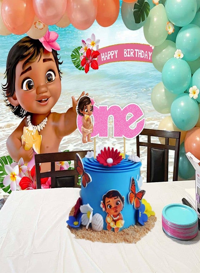 Seyal Bby Mna One Cake Topper for 1st Birthday Party Decorations - Tropical Island Theme Baby Girl Cake Decoration - Princess-Inspired First Birthday - Party Supplies - Smash Cake or Main Cake Display - Image 4