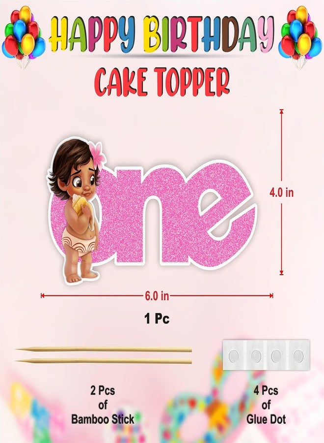 Seyal Bby Mna One Cake Topper for 1st Birthday Party Decorations - Tropical Island Theme Baby Girl Cake Decoration - Princess-Inspired First Birthday - Party Supplies - Smash Cake or Main Cake Display - Image 2