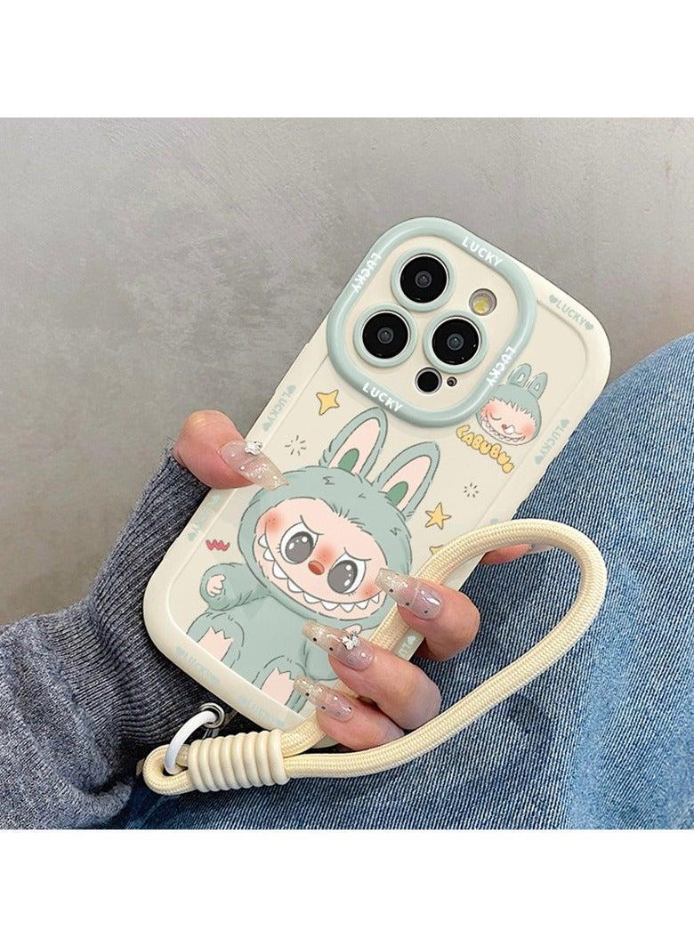 general Super cute labubu lanyard phone case! Suitable for iPhone 16 Pro Max/15 Pro Max, Cute shape + Anti-Shock Soft Case + Portable Lanyard - Image 1